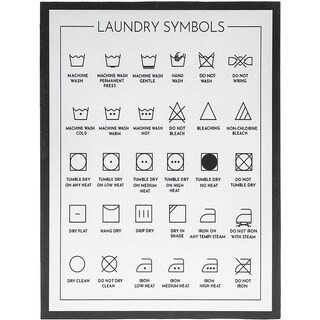 Framed Laundry Symbols Wall Art Sign for Home Decor, Wood Care Guide Poster, White (12 x 16 In) | Michaels Stores