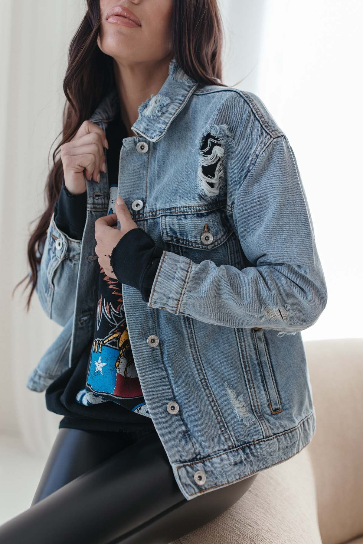 Ariana Distressed Denim Jacket | The Post
