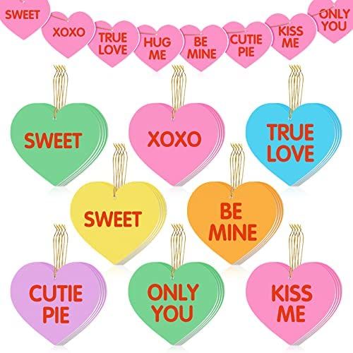 48 Pieces Valentine's Day Felt Heart Hanging Ornaments Conversation Heart Ornaments Mini Heart Or... | Amazon (US)