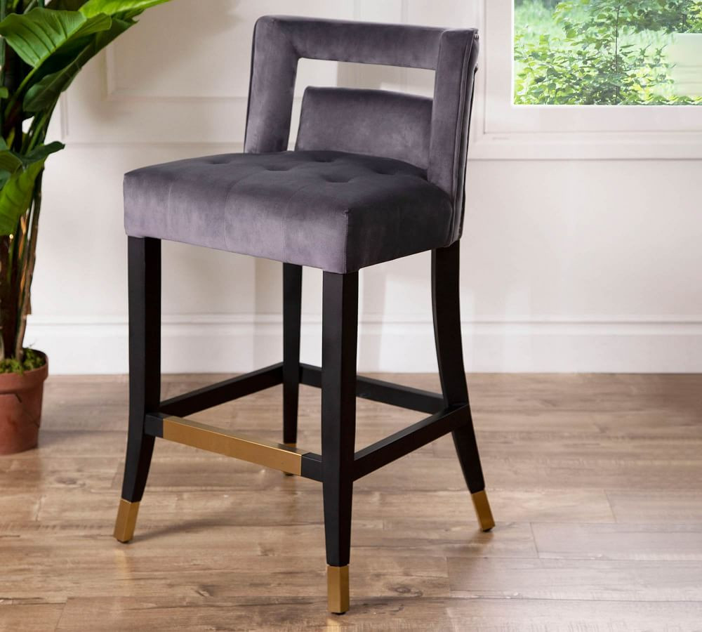San Dimas Velvet Counter Stool | Pottery Barn (US)