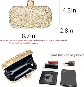 Yokawe Womens Crystal Evening Clutch Bag Bridal Wedding Purse Rhinestone Party Prom Handbag | Amazon (US)