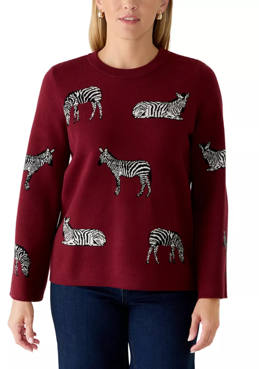 Women's Long Sleeve Crew Neck Intarsia Sweater | Belk