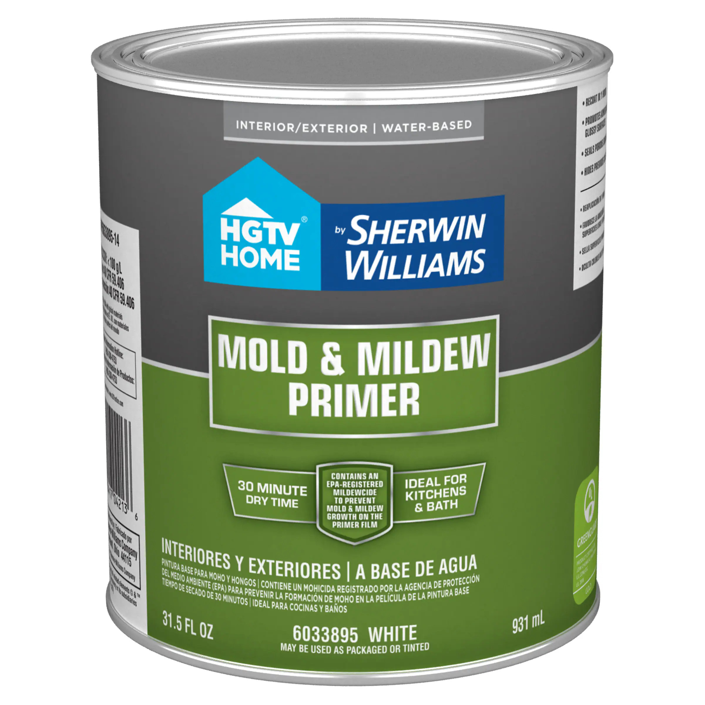 HGTV HOME by Sherwin-Williams Mold and Mildew Interior/Exterior Multi-purpose Water-based Primer ( 1-quart ) | HP6033895-14 | Lowe's