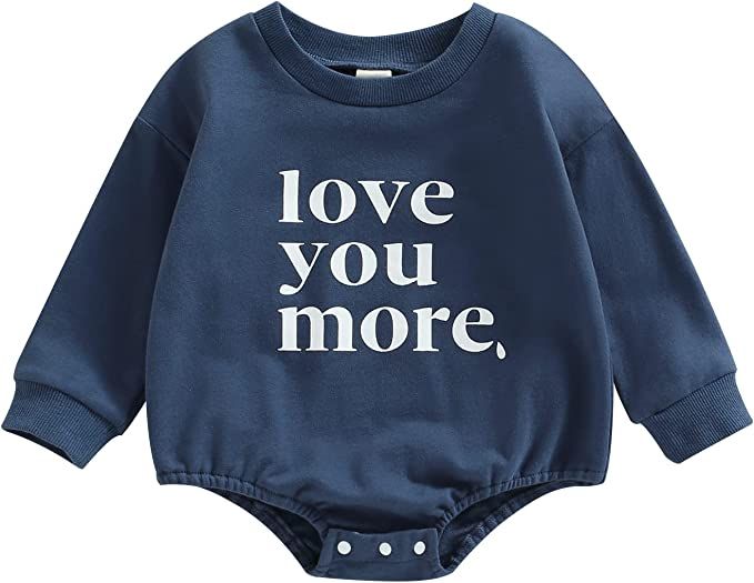 KMBANGI Infant Baby Boy Girl Valentine's Day Romper Sweatshirt Love You More Tops Casual Unisex B... | Amazon (US)