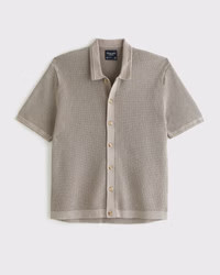 Garment Dye Button-Through Sweater Polo | Abercrombie & Fitch (US)