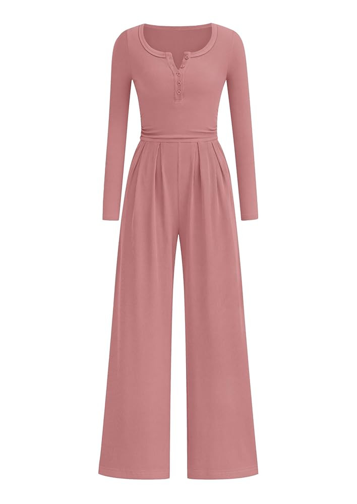 PRETTYGARDEN Jumpsuits for Women Dressy Casual 2025 Fall One Piece Outfits Long Sleeve Crew Neck ... | Amazon (US)