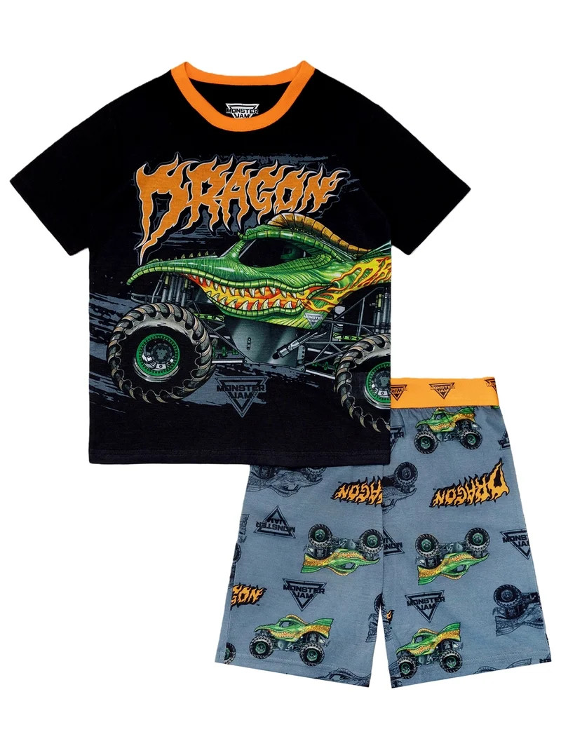 Monster Jam 2-Piece Short Sleeve and Short Pajama Set, 4-12 | Walmart (US)