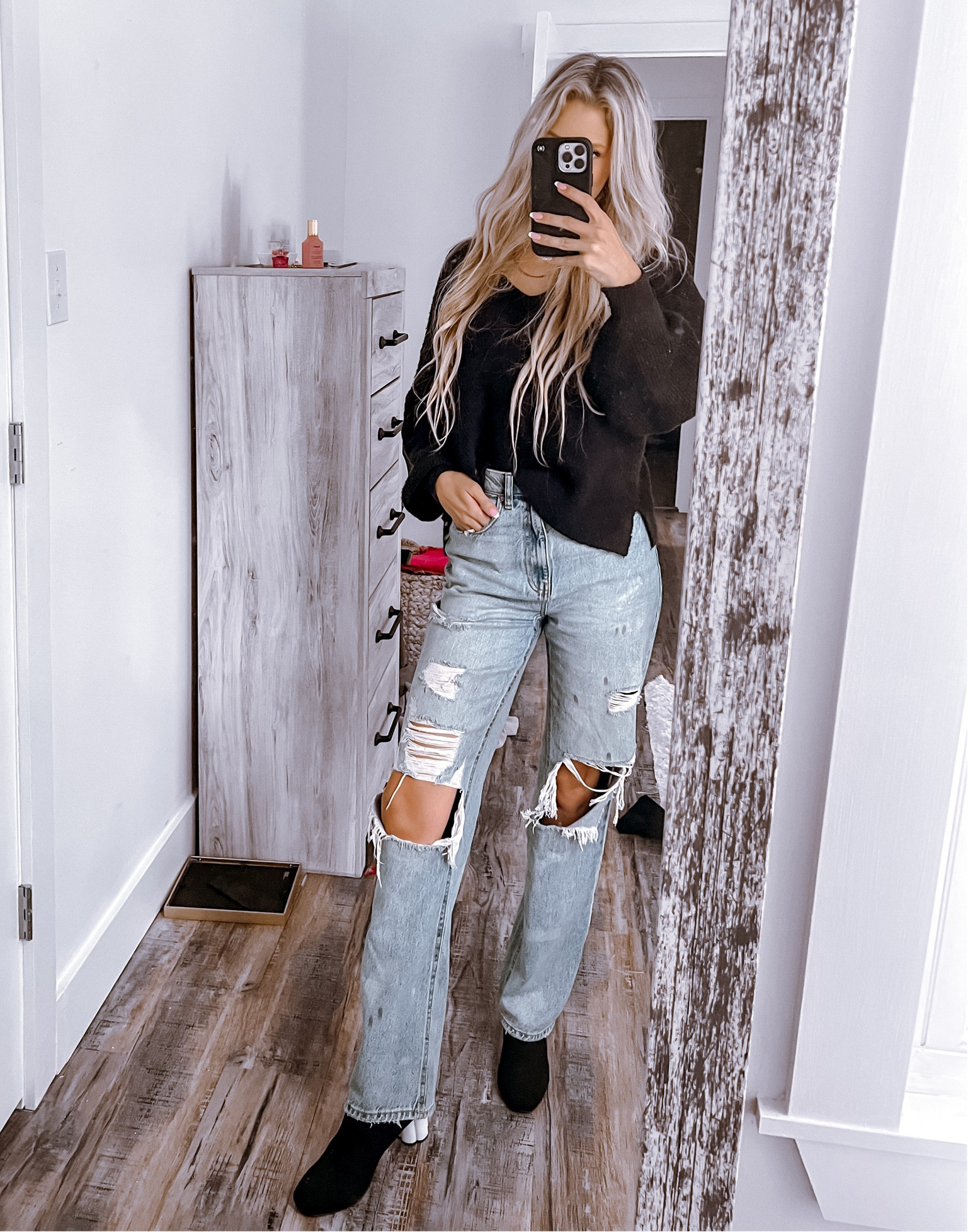 It is officially fall in Kentucky and I am SO here for it! I went with my favorite, oversized black sweater, PacSun distressed boyfriend jeans,and  ASOS black booties! 🖤 

#LTKfindsunder50 #LTKstyletip #LTKSeasonal