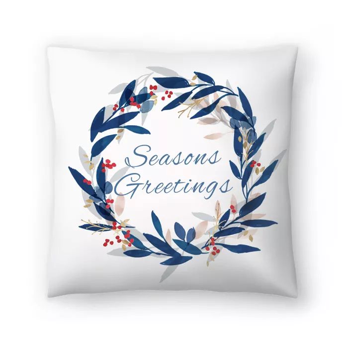 Indigo Wreath by Pi Holiday Collection Throw Pillow - Americanflat | Target