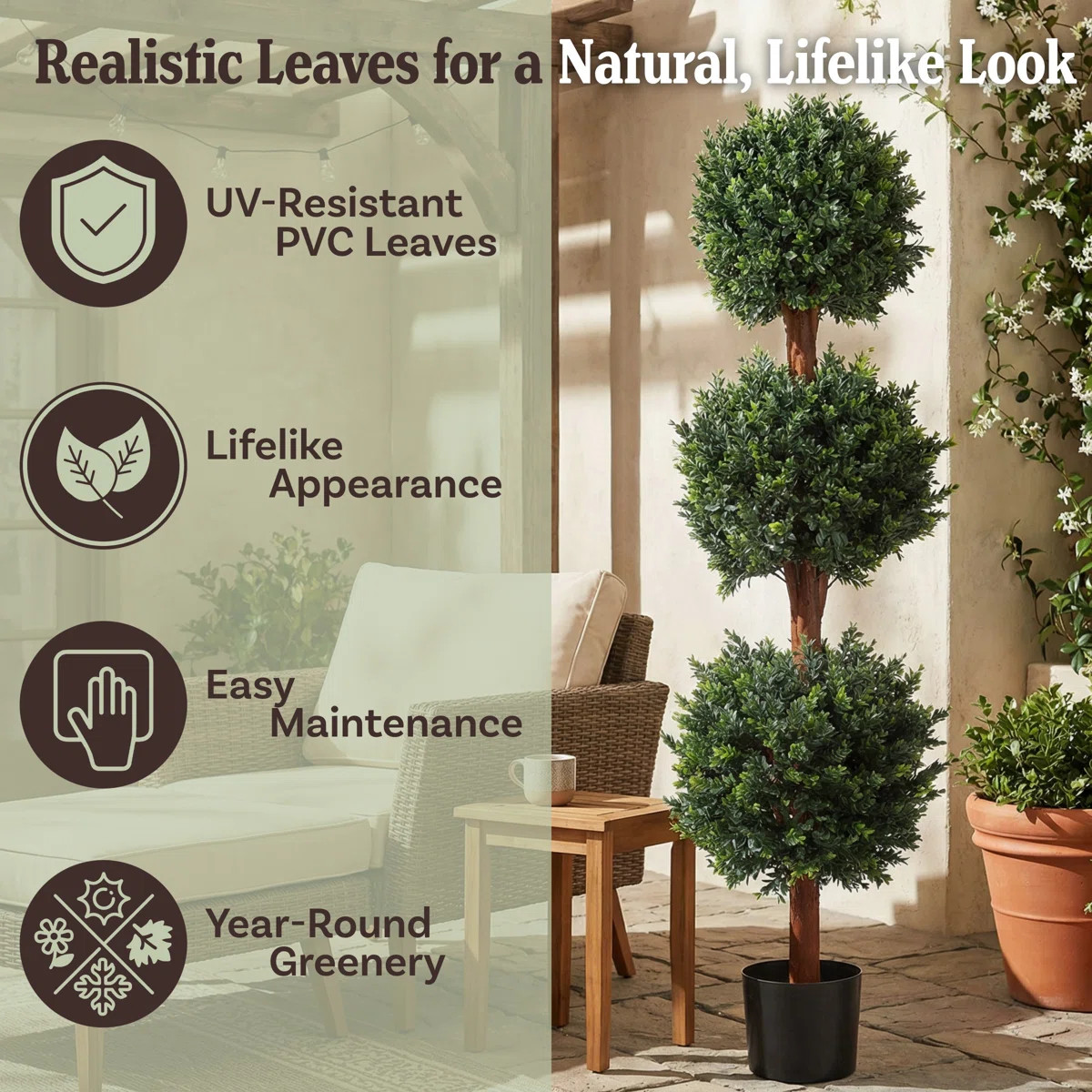 Darby Home Co Artificial Tree - 5FT Faux Hedyotis Topiary Ball Plant in Weighted Pot - Fake Plant... | Wayfair North America