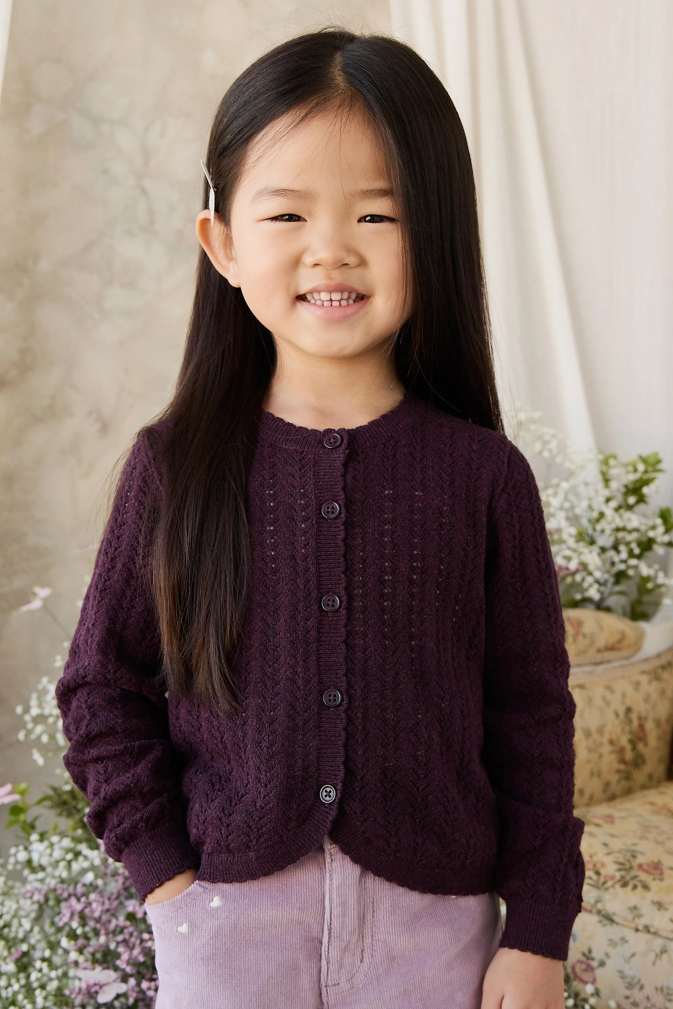 Maxine Knitted Cardigan - Blackcurrant | Jamie Kay