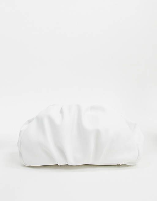 ASOS DESIGN oversized ruched clutch bag in white | ASOS (Global)