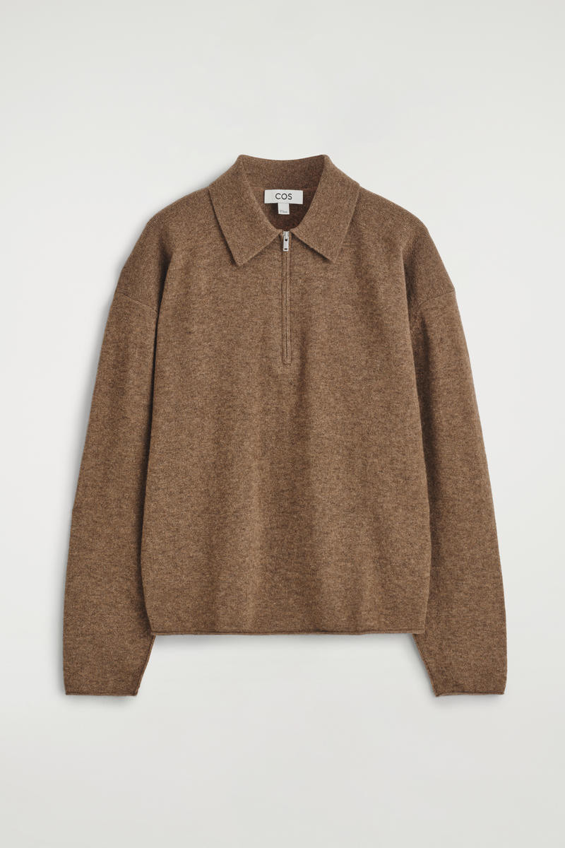Merino Wool-Yak Zip-Up Polo Shirt | COS (US)