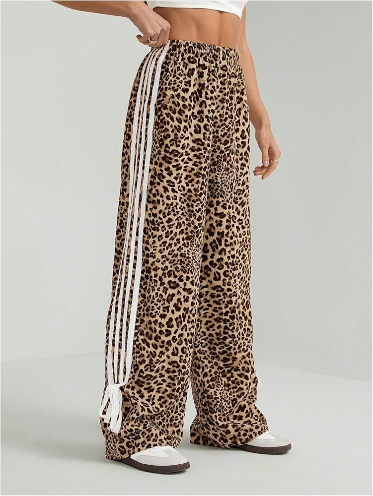 GORGLITTER Women's Leopard Cheetah Baggy Pants Y2K Wide Leg Sweatpants | Amazon (US)