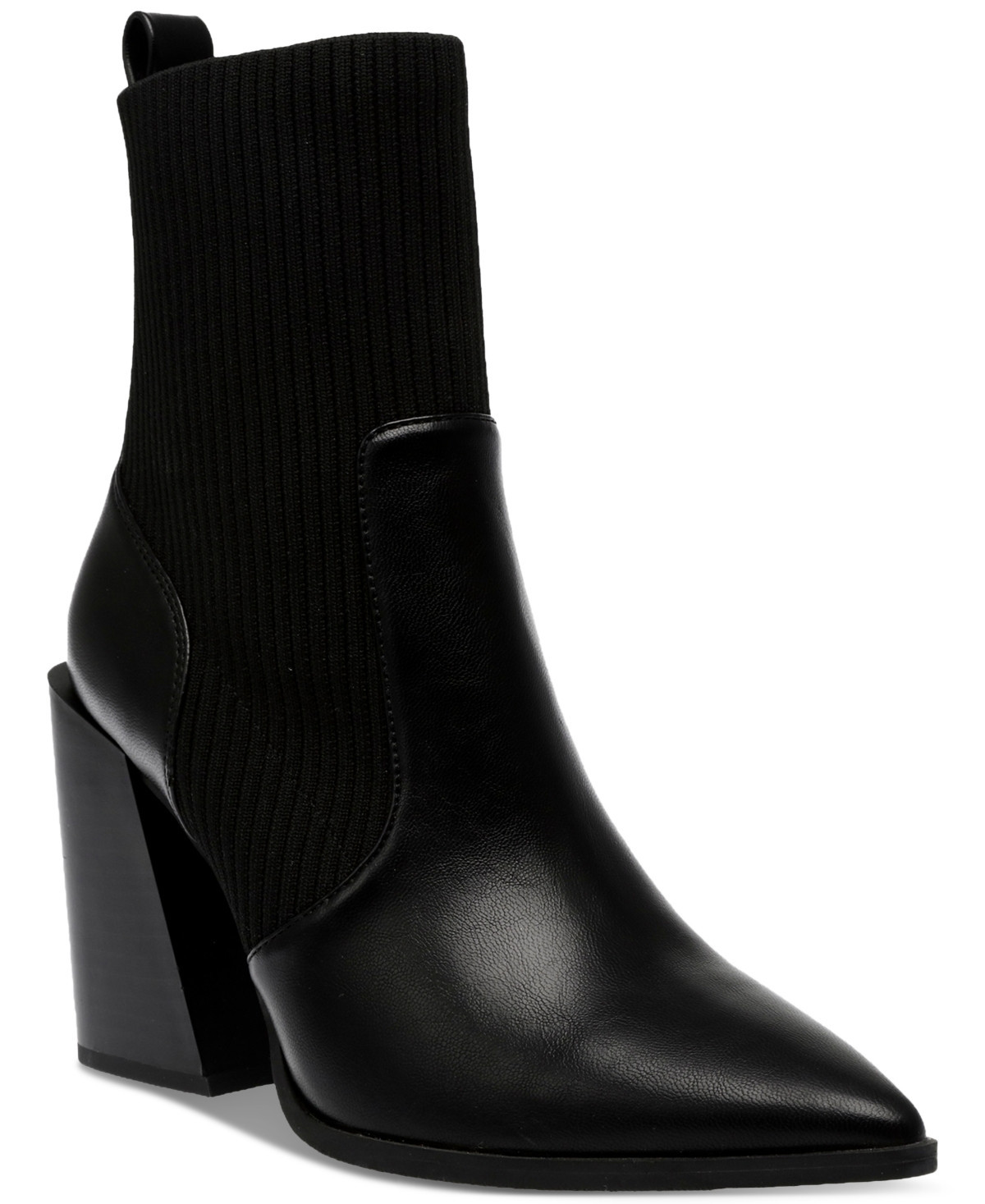 Wild Pair Trinityy Pointed-Toe Pull-On Knit Dress Booties, Created for Macy's - Black Smooth | Macy's