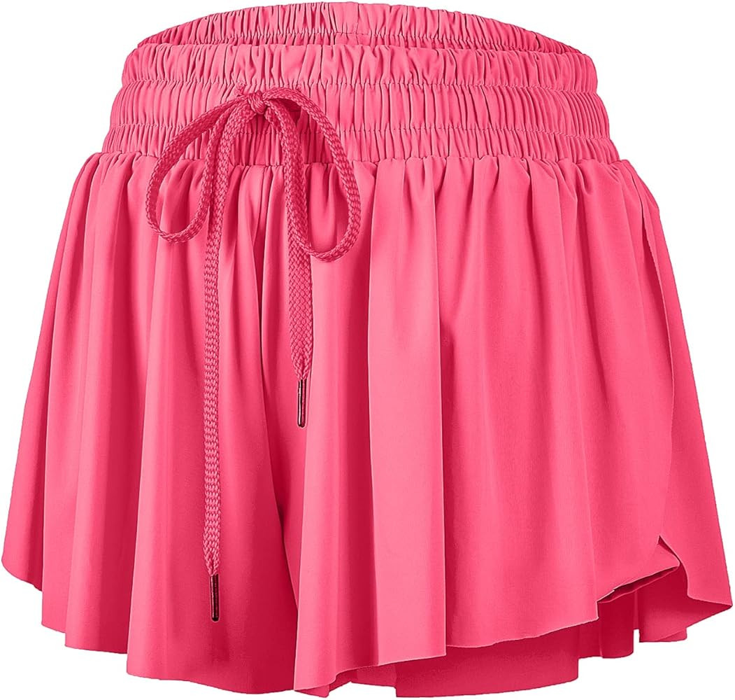 Flowy Athletic Shorts for Women Gym Yoga Workout Running Skort Spandex Butterfly Tennis Skirts Cu... | Amazon (US)