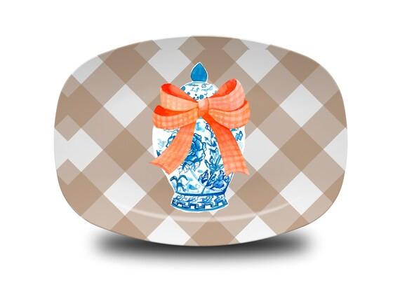 fall ginger jar serving plate, preppy fall table gift,  personalized platter, wedding gift, hoste... | Etsy (US)