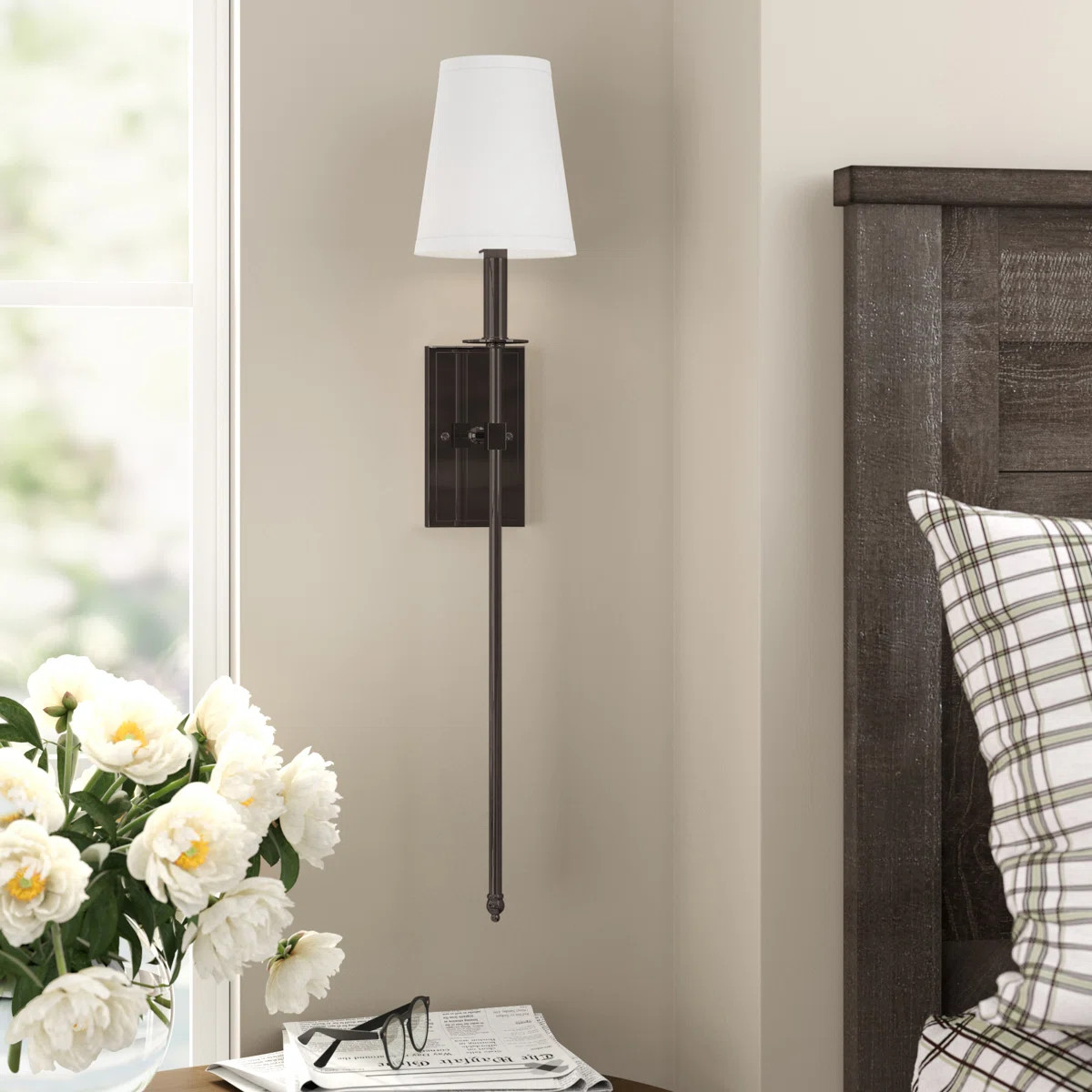 Aaryahi 1-Light Dimmable Wallchiere in Classic Bronze | Wayfair North America