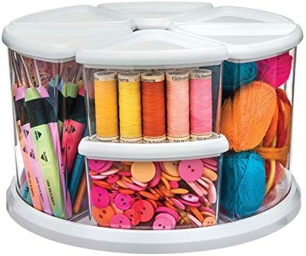 Deflecto Rotating Carousel Craft Storage Organizer, 9-Canister Configuration Includes 3" and 6" C... | Amazon (US)
