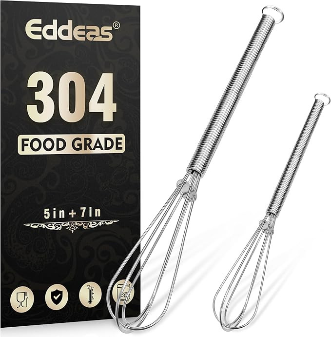 Mini whisk, Small Whisk 2 Pieces, 5in and 7in 304 Stainless steel Wire Whisk for Whisking, Beatin... | Amazon (US)