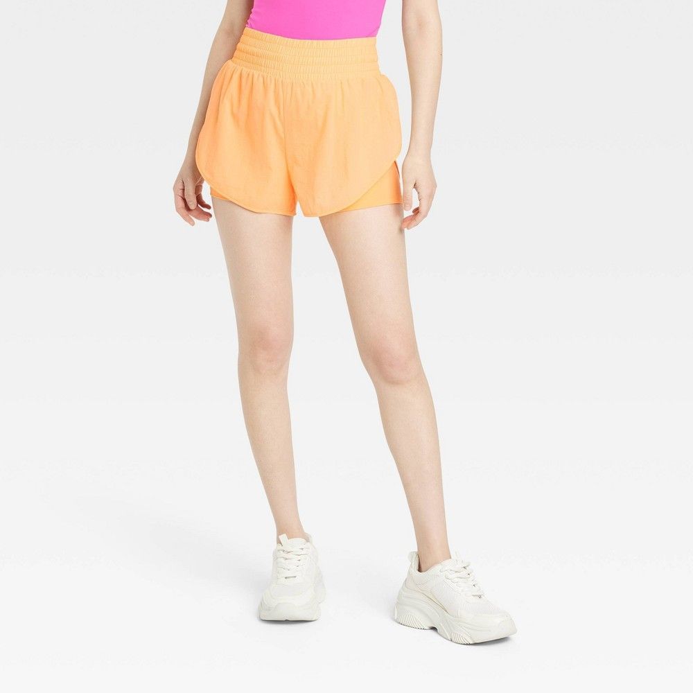 Women's Translucent Tulip Shorts 3.5"" - All in Motion™ Light Orange L | Target