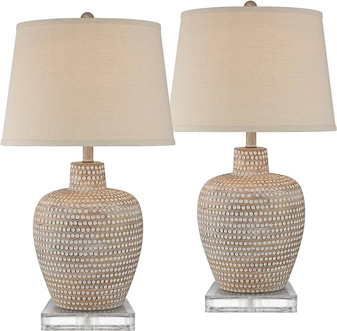 Regency Hill Glenn Rustic Farmhouse Country Cottage Table Lamps 28.5" Tall Set of 2 with Square R... | Amazon (US)
