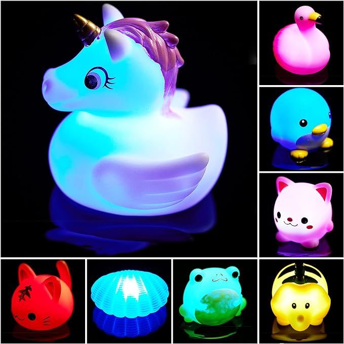 Bath Toys for Toddlers Baby 8 Pack Light Up Toys - Bathtub Toy Flashing Colourful LED Light Showe... | Amazon (US)
