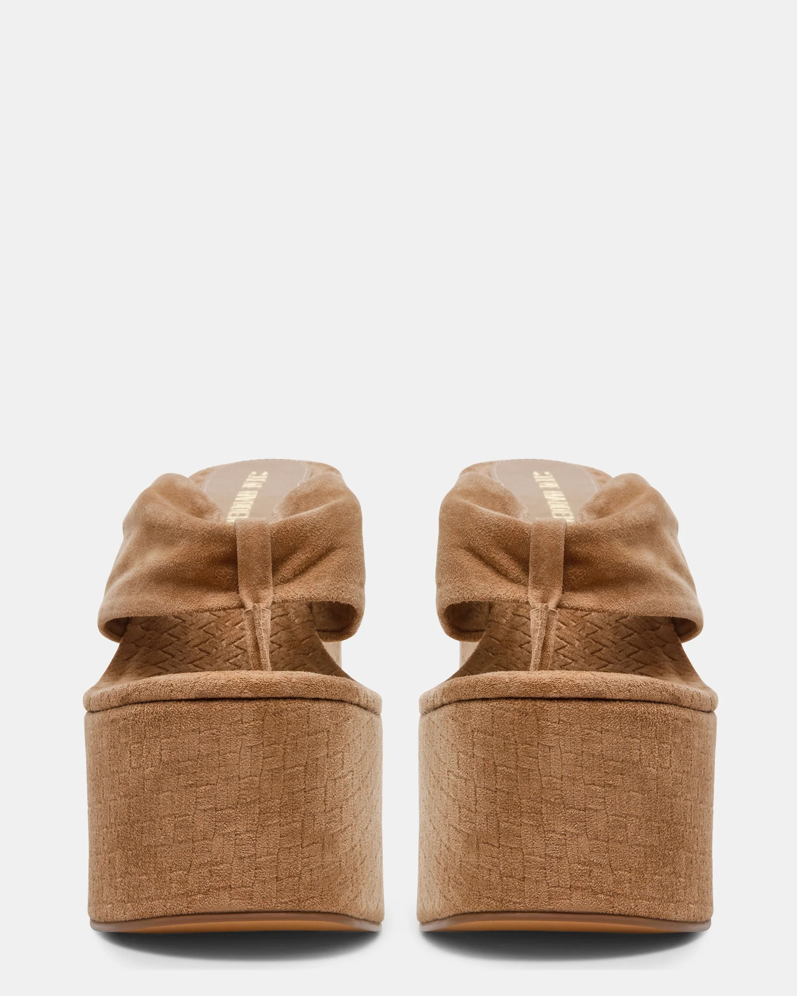 SAUCY Taupe Suede Thong Platform Wedge Women's Sandal | Steve Madden (US)