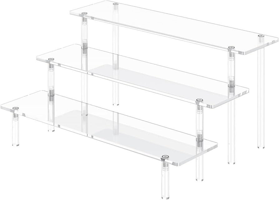 3 Tier Acrylic Display Risers, Large Perfume Organizer Stand, Clear Cupcake Stand Holder, Display... | Amazon (US)
