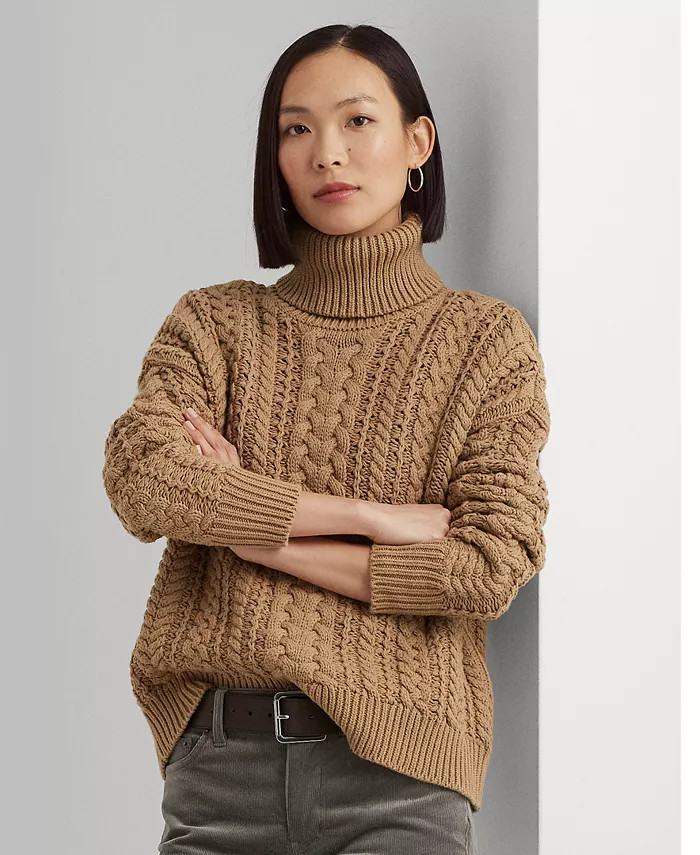 Women's Cable-Knit Turtleneck Sweater | Macy's