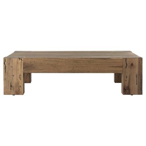 Oliver Rustic Lodge Brown Oak Wood Square Coffee Table | Kathy Kuo Home