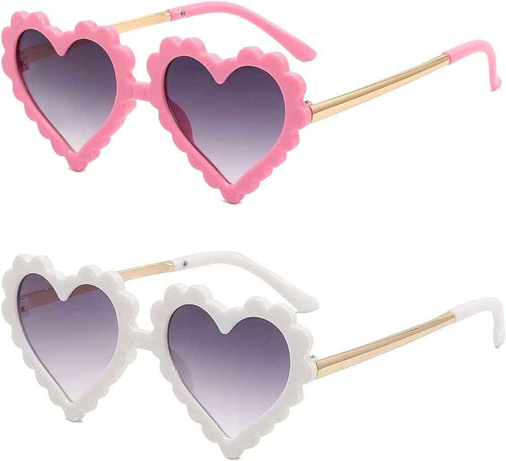 FUNUPUP 2 Pairs Kids Sunglasses, Kids Flower Heart Sunglasses Party Favor Sunglasses for Boys and... | Amazon (US)