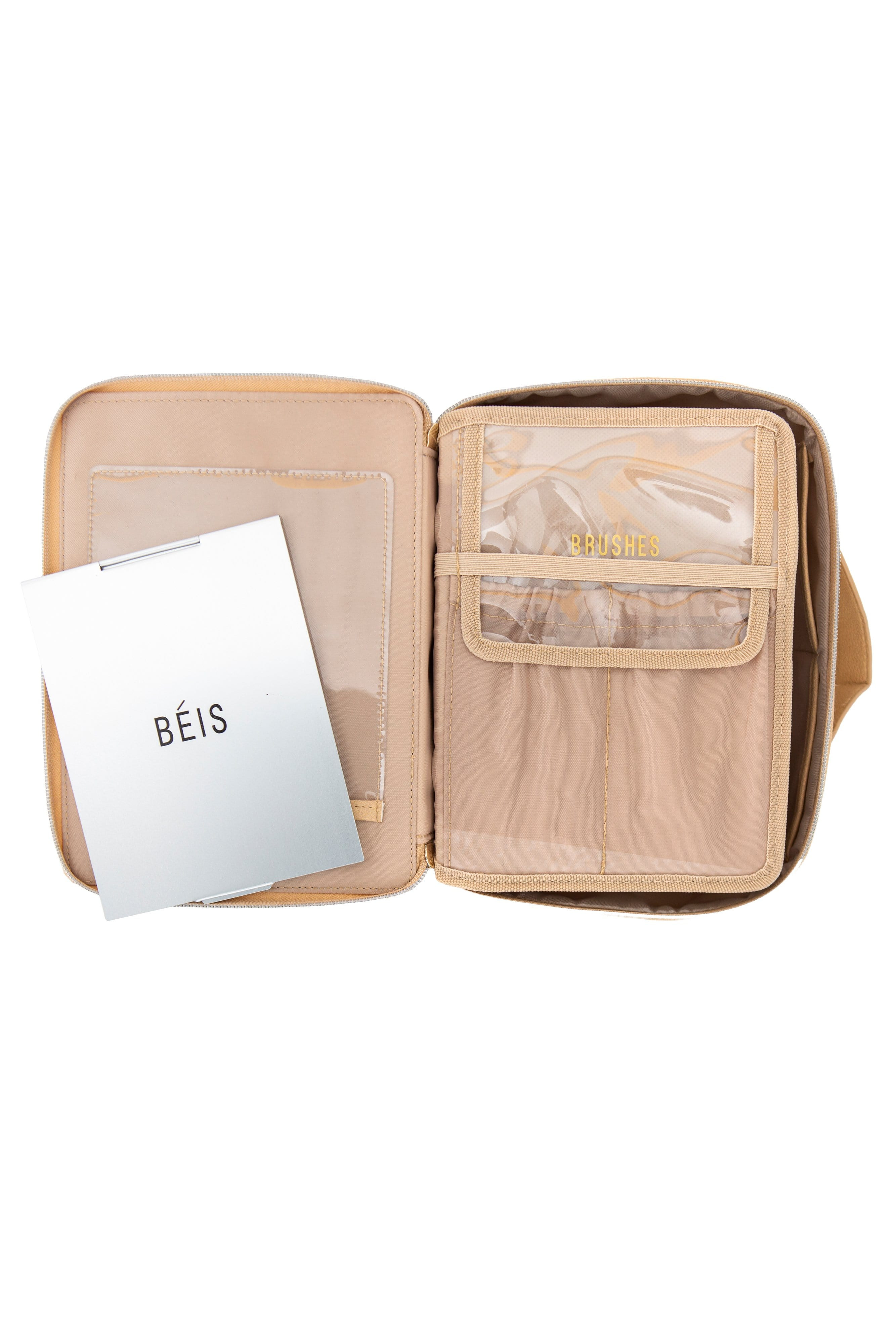 BÉIS 'The Cosmetic Case' in Beige - Makeup Organizer & Makeup Travel Case | BEIS