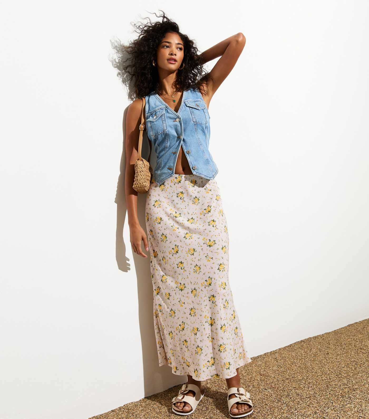 Yellow Floral Ditsy Print Midi Skirt | New Look | New Look (UK)