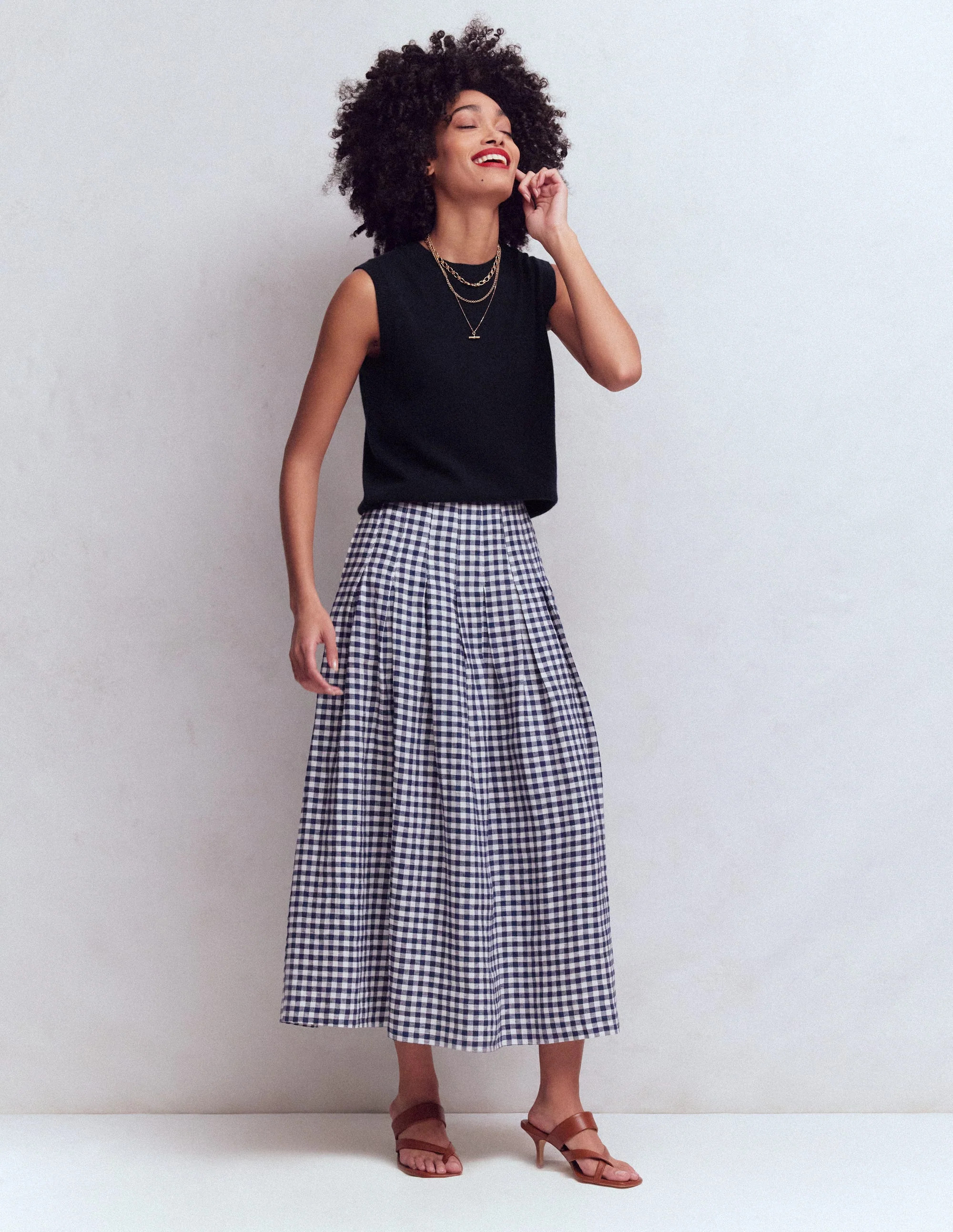 Boden Women's Valentina Linen Skirt in Blue | Size 10 | Boden (US)