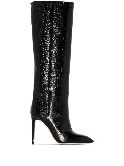 Paris Texascrocodile-effect 105mm knee-high boots | Farfetch Global