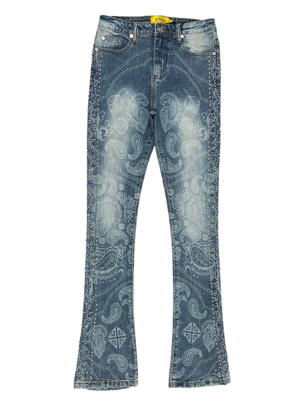 GUAPI paisley-print embellished slim-fit jeans - Blue | Farfetch Global