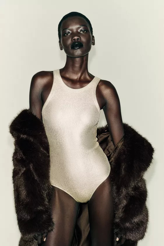 METALLIC RIBBED BODYSUIT | Zara UK