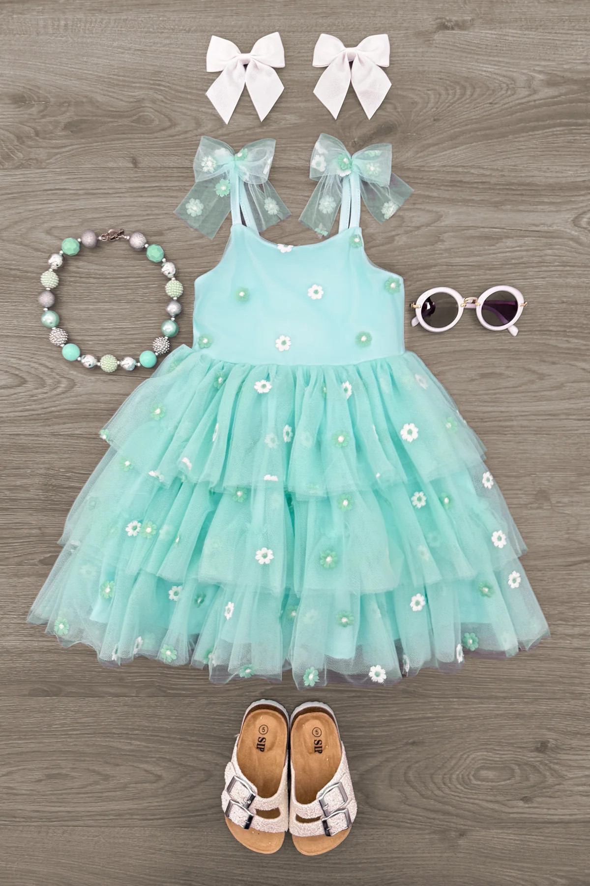 Mint Floral Tulle Dress | Sparkle In Pink