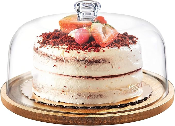 Godinger Cake Stand, Cake Platter Server with Dome, Acaciawood and Shaterproof Acrylic Lid | Amazon (US)