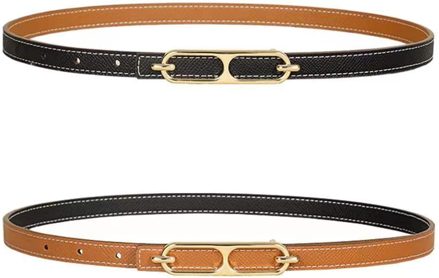 SUPLEAP Women Fashion Belt For Dress Jean Skinny Leather Belts Gold Alloy Buckle | Amazon (US)