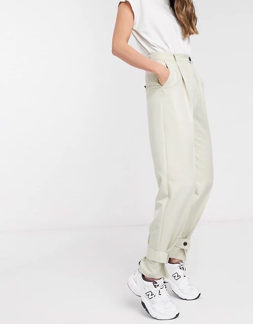 ASOS DESIGN tapered trousers with ankle tab detail | ASOS (Global)
