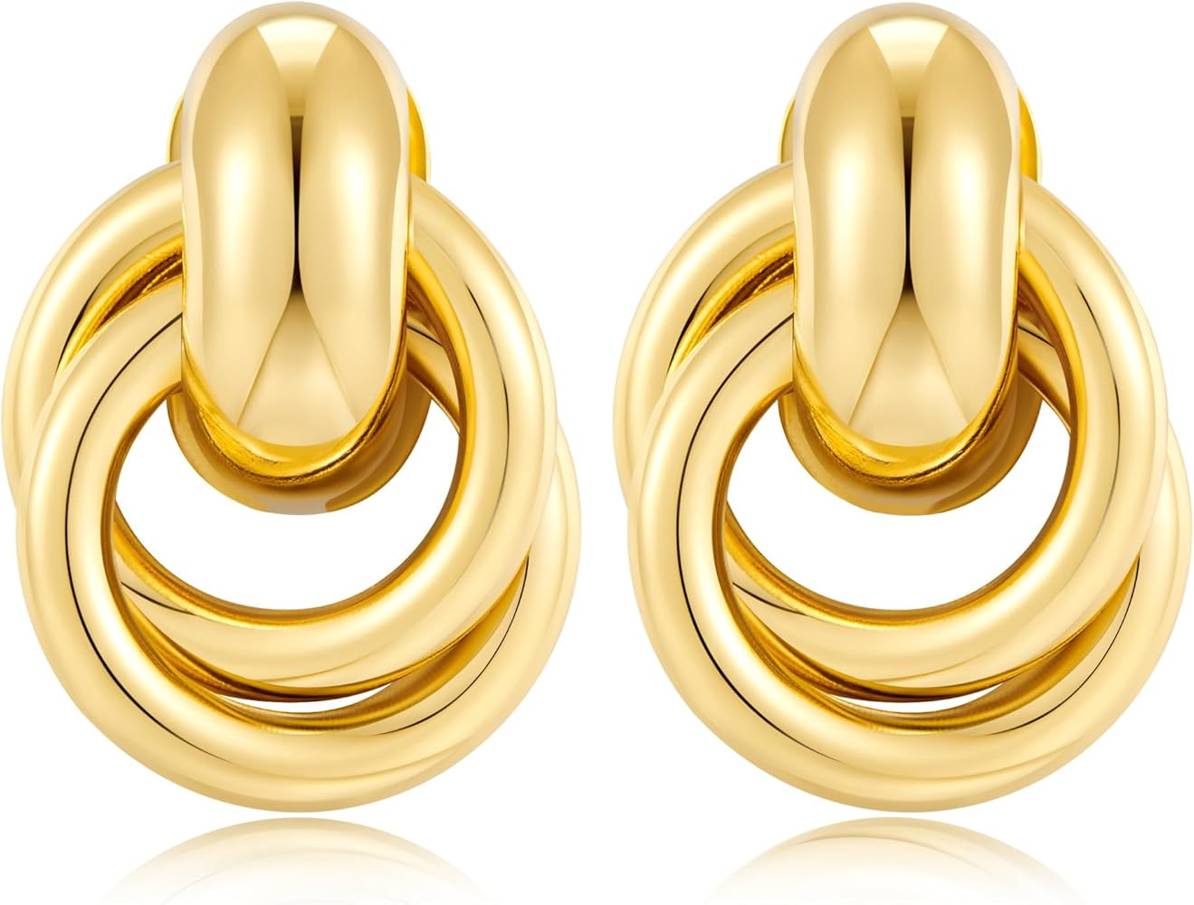 Gold Geometric Drop Dangle Earrings for Women Chunky Trendy Knot Stud Small Twisted Link Earring ... | Amazon (US)