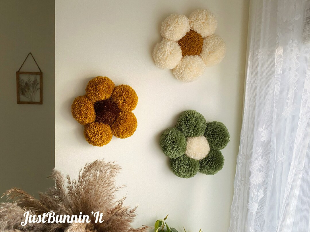 Boho Nursery Decor Flowers Large Pom Pom Flowers Wall - Etsy | Etsy (US)