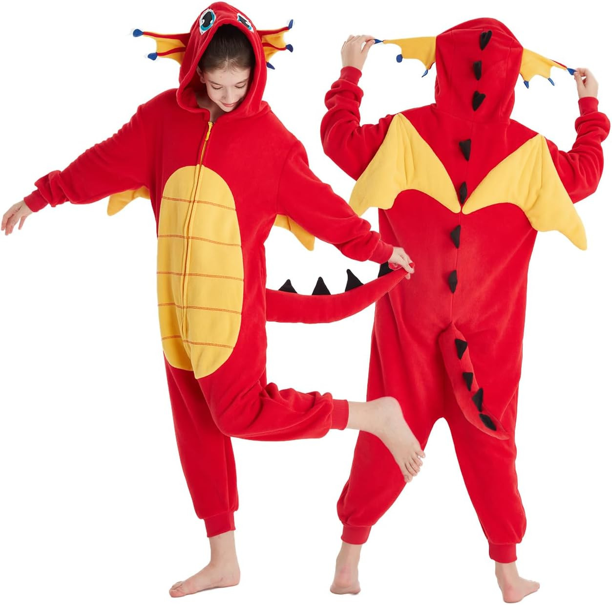 Laahoem Animal Dragon Pajamas Kids Unisex Cosplay Costume Teenager Zipper Hooded Jumpsuit Sleepwear | Amazon (US)