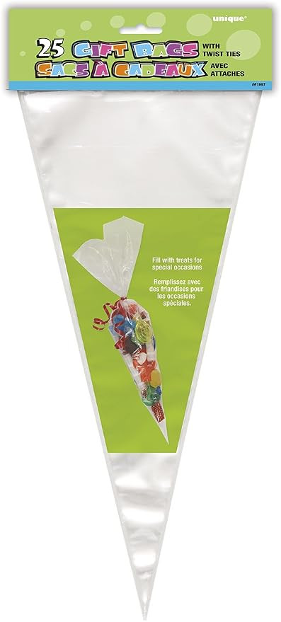 Clear Cellophane Cone Bags - Pack Of 25 - Large & Transparent Packaging For Treats, Gifts & Parti... | Amazon (US)