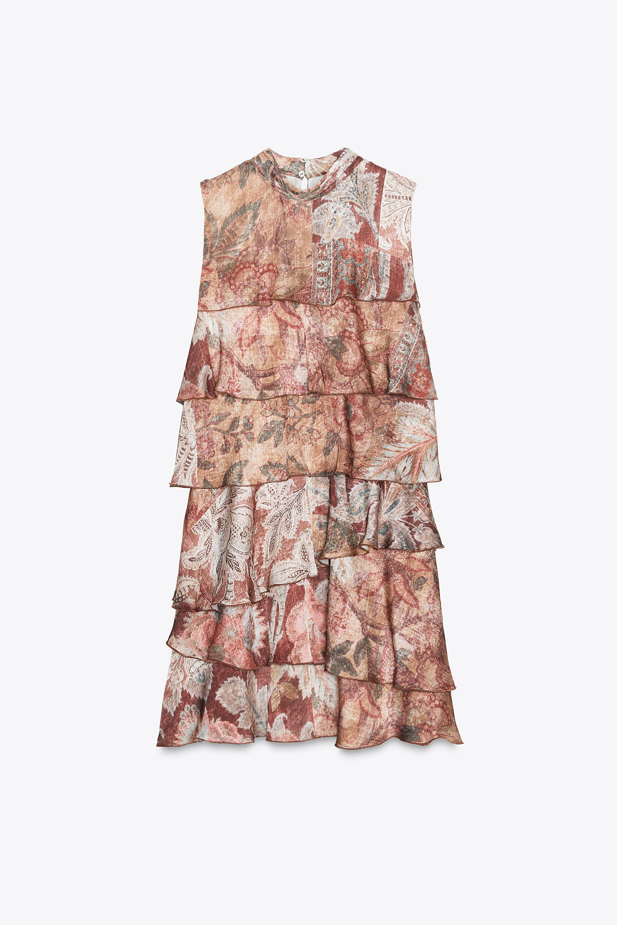 PRINTED RUFFLE MINI DRESS | Zara US