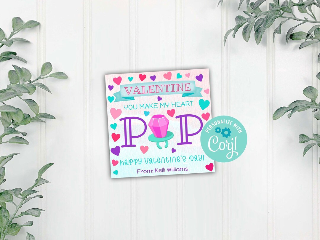 Valentine's Day Ring Gift Tag, Valentine You Make My Heart Pop Tags, Custom Ring Valentine Card, ... | Etsy (US)