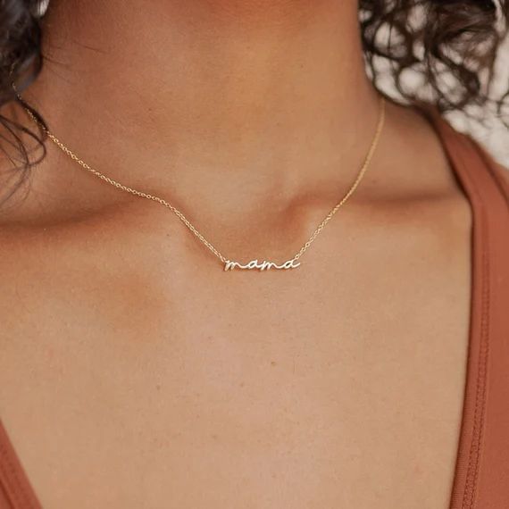 Dainty Mama Necklace by Caitlyn Minimalist in Sterling Silver, Gold & Rose Gold • Mom Necklace ... | Etsy (US)