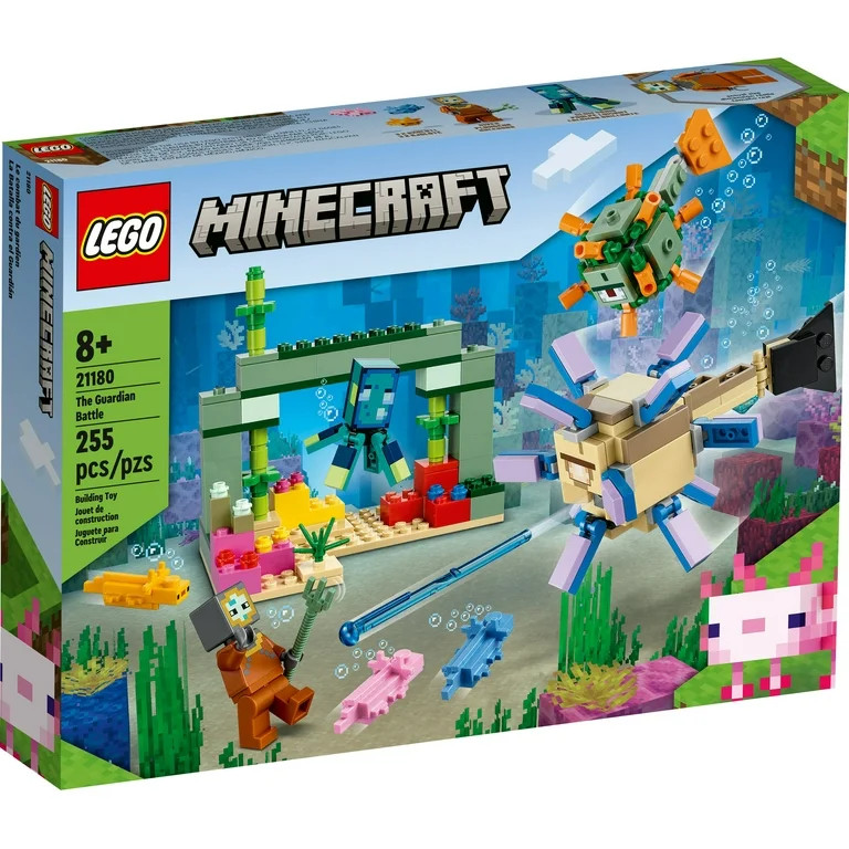LEGO Minecraft The Guardian Battle Set, Coral Fish Toy, Gift for Kids with Mob Figures, 21180 | Walmart (US)